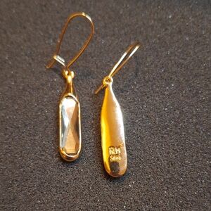 Gold-Tone Faceted Crystal Drop Earrings - Unbranded